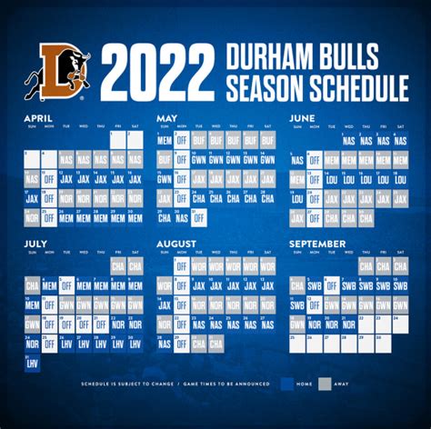 Durham Bulls Schedule 2022 Printable